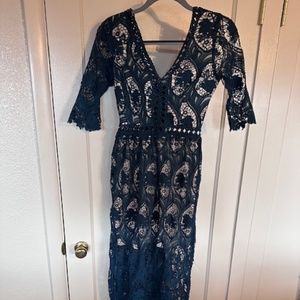 Size Small- Soieblu Crochet Lace Overlay Dress